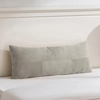 Produktbild von Kissenbezug 40x145 cm Neutral Grau Kordsamt Weich Dekokissenhülle Ohne Füllung