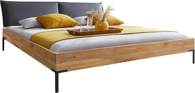 Produktbild von Bettgestell - 180 x 200 cm - Anthrazit - Braun - Wildeichenholz massiv geölt