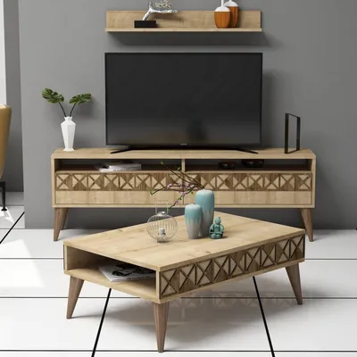 Immagine prodotto di Skye Decor, Line - Oak, Set di mobili per soggiorno, rovere, 100% PANNELLI DI PARTICELLE RIVESTITI IN MELAMMINA, 150 x 30 x 50 cm
