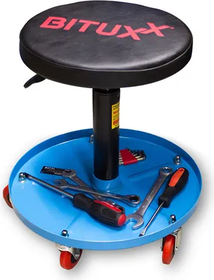 Produktbild von Bituxx Werkstattsitz Werkstattstuhl Werkstatthocker Drehhocker Verstellbar Hocker Blau MS-15732
