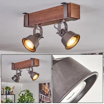 Produktbild von Villanuova Deckenlampe verstellbar aus Metall/Holz in Grau/Dunkelbraun