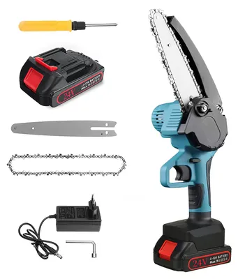 Zdjęcie produktu dla Mini piła łańcuchowa - Elektryczna piła łańcuchowa - Ostrze 20 cm - Zasilana akumulatorem - Do użytku ręcznego - 1 akumulator - Do drewna i ogrodu