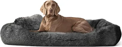 Produktbild von tierlando® Orthopädisches Hundebett PEDRO Shaggy kuscheliger Langflor - Größe: 160x110cm | Farbe: 02 Graphit