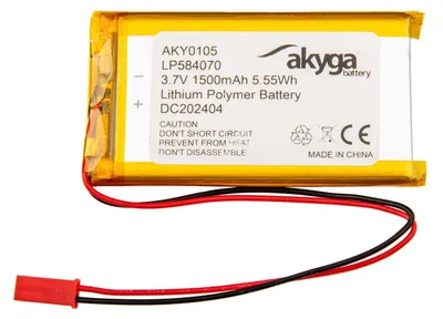 Productafbeelding van Akyga AKY0105, Batterij, Zilver, Lithium-ion (Li-ion), 1500 mAh, 3,7 V, 40 mm