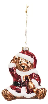 Productafbeelding van Kerstornament - Kerstmanbeer - Glas - 9,5x6x10,5 cm
