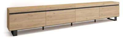 TV-Lowboard 320x57x35 cm, Industriedesign, Eichenoptik, 4 Module
