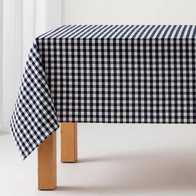 Obrázek produktu pro GAMUSI Voděodolný ubrus „Vichy Karo“ 140 x 200 cm, bavlna, odolný proti skvrnám, omyvatelný – modrý