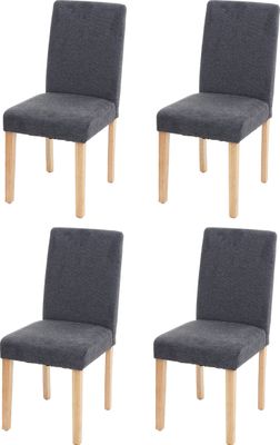 sada 4 jedálenských stoličiek Kuchynská stolička Littau ~ Textil, antracitovo sivá, svetlé nohy