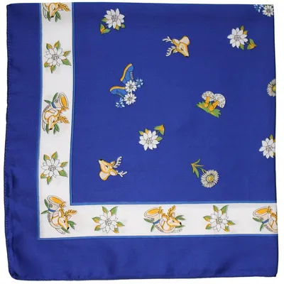 Produktbild von Zauberhaftes Edelweiß-halstuch Trachtentuch Halstuch 59x59 royalblau