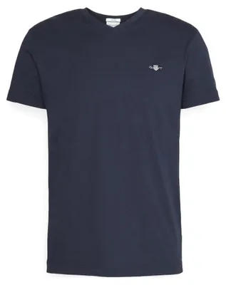 Produktbild von Gant Herren Slim Shield V-Neck T-Shirt T Shirt, Evening Blue, 3XL EU