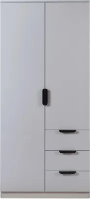 Produktbild von Kleiderschrank ’Eiselfing’ 176 x 80 x 52 cm mit 2 Türen, 1 Stange, 4 Fächern, 3 Schubladen Grau