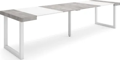 Produktbild von Ausziehbarertisch, 302x90x73cm, Für 14 Gäste, Massivholz Beine, Zementgrau