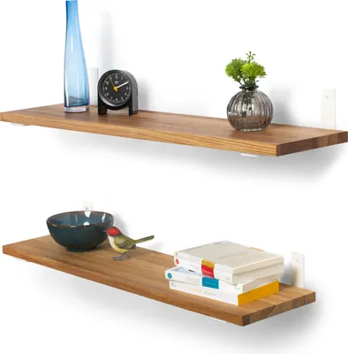 Produktbild von Rikmani Schweberegal Holzregal Wandregal TES 40 cm Hell-weiss