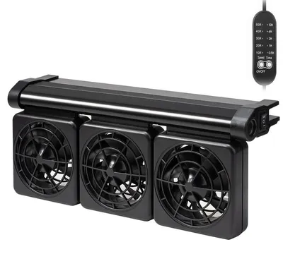 Produktbild von Aquarium Kühlventilator 3 Köpfe, 5-Stufen Aquarium Lüfter 12V, Fischbecken Kühler Ventilator, leise Sommer Kühlung für Aquascape & Garnelen