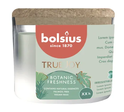 Produktbild von Bolsius Duftkerze mit Korkdeckel True Joy grün Botanic Freshness