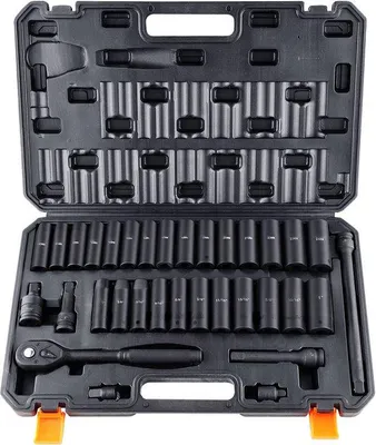 Image de Jeu de douilles à chocs de 1/2 pouce, 33 pièces, métriques et en pouces, de 10 à 24 mm, en acier Cr-V à 6 pans, idéal pour les réparations automobiles, marquages faciles à lire, construction robuste avec mallette de rangement