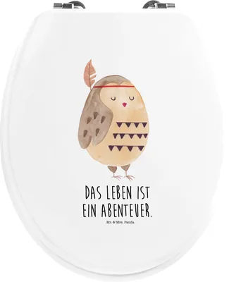 Produktbild von Mr. & Mrs. Panda WC Sitz Eule Federschmuck - Weiß - Geschenk, Klobrille, WC-Sitz, Owl, Abenteuer, mutig, Toilettendeckel, Toilettenbrille, Klo-Deckel, Dekoration