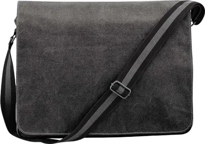 Produktbild von Quadra Vintage Segeltuch-Tasche / Umhängetasche, 14 l (2 Stück/Packung) BC4484 (Einheitsgröße) (Vintage Schwarz)