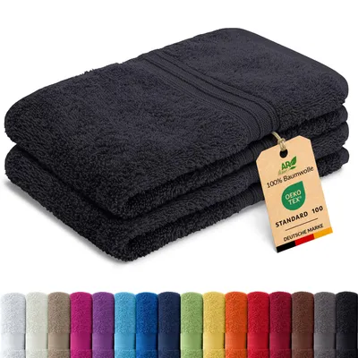 Produktbild von 2er-Set ARIZONA Handtuch-Serie von AR Line – 100% Baumwolle, 500 g/m², 2er-Set Gästetücher 30x50 cm, Farbe: Schwarz
