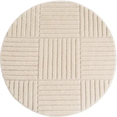 Imagen del producto de Alfombra de pelo corto, estilo bohemio escandinavo, color crema, para sala de estar, 160x160 cm, redonda