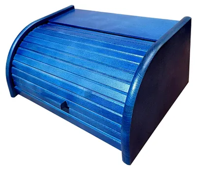 Produktbild von Brotbox aus Holz, aufrollbar oder klappbar, verschiedene Ausführungen, blau, groß