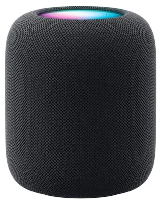 Produktbild von Apple HomePod, Apple Siri, Zylinder, Schwarz, Stoff, Home app and HomeKit, Intercom transcriptions, Siri, Touch Accommodations, VoiceOver, Multi
