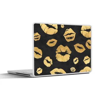 Produktbild von MuchoWow® Laptop Aufkleber Sticker Cover Muster - Kuss - Gold - Schwarz 36.5x27.5 cm - Laptop-Sticker