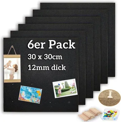 Produktbild von Famanu Filz-Pinnwand Geräuschdämmend - 6 Stück - 30 x 30 cm