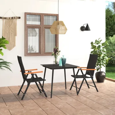 Obrázok produktu pre Maison Exclusive – 3-dielna záhradná jedálenská súprava v čiernej a hnedej farbe