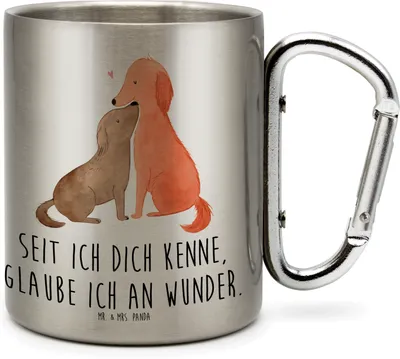 Produktbild von Mr. & Mrs. Panda Thermobecher Hunde Liebe - Transparent - Geschenk, Edelstahl Trinkbecher, Kuscheln, Edelstahlbecher, Teetasse, Herz, Kaffeebecher, Optimitisch, Verliebt