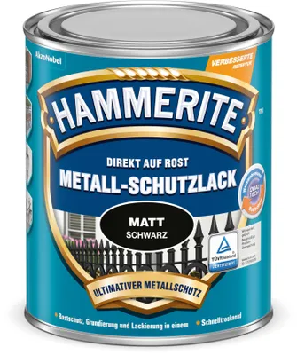 Produktbild von Hammerite Metallschutzlack, 3in1-Rostschutz, Matt, Schwarz, 750 ml