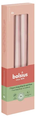 Zdjęcie produktu dla Świece stożkowe Bolsius różowe 24,5 cm Ø 2,4 cm 4 szt