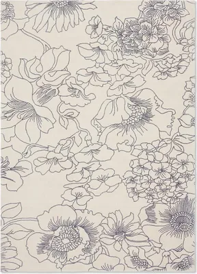 Produktbild von Handgefertigter Wohn- und Schlafzimmerteppich aus Baumwolle mit Blumenmuster LINEAR