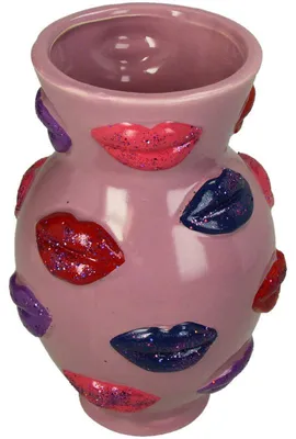 Productafbeelding van HD Collectie Vaas Lippen Dolomiet, meerkleurig, 14,3 x 14,3 x 21,8 cm