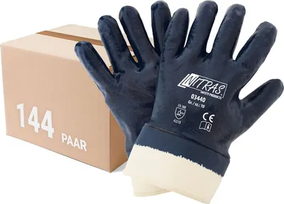 Produktbild von NITRAS 03440 Nitrilhandschuhe Arbeitshandschuhe Handschuhe mit Stulpe - 144 Paar Größe:10