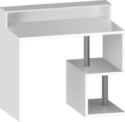 Produktbild von Schreibtisch Dchichizol, linearer Schreibtisch mit Ablagefächern, Mehrzweck-Büroschreibtisch mit Platte, 100x50h93 cm, Weiß