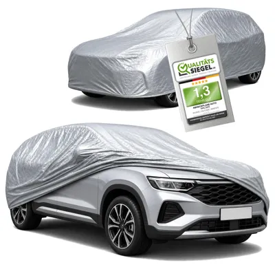 Produktbild von WALSER Abdeckplane Auto All Weather, Abdeckung wasserdicht, 100% wetterfeste PKW Garage Zelt Sommer/Winter, Autoabdeckung Outdoor, Schutzdecke wasserdicht, Autoplane Vollgarage Größe 7 SUV/VAN silber
