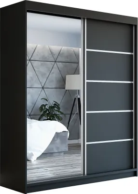 Produktbild von Schwebetürenschrank Kleiderschrank GAP 180 cm Schrank Garderobe Spiegel.Verschiedene Farben (Weiß, Schwarz, Somona). Möbel vom Hersteller!