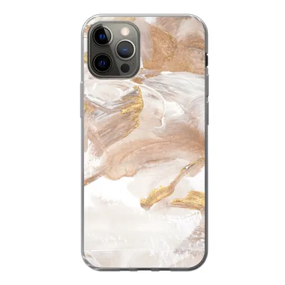 Produktbild von MuchoWow® Handyhülle Schutzhülle Hülle für iPhone 12 Pro Wasserfarbe - Gold - Braun Silikon Softcase Handy Hülle - Abdeckung