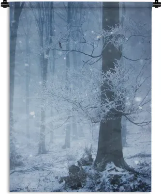 Produktbild von MuchoWow® Wandteppich Wandbehang Wald - Winter - Schnee 90x120 cm Tapisserie Dekoration Wandtuch - Wanddeko