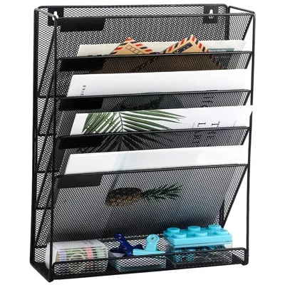 Produktbild von Zeitungsständer Zeitschriftenhalter Wand – 6-stufiger Hängender Zeitungshalter,Hängendes Wandregal,Aktenorganizer,Für Büro, Schule, Zuhause,Schwarz