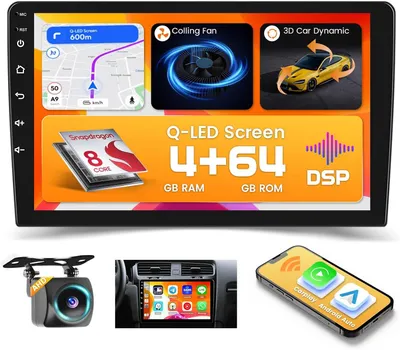 Zdjęcie produktu dla Radio samochodowe 2-DIN - Radio z Android Auto - System multimedialny do samochodu - Radio samochodowe - Radio z ekranem dotykowym