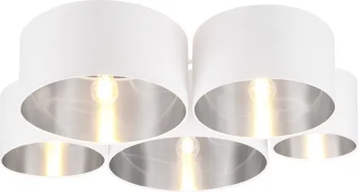 Produktbild von Deckenleuchte - Weiß - Silberfarben - Metall - Stoff - 5-flammig - B 90 cm