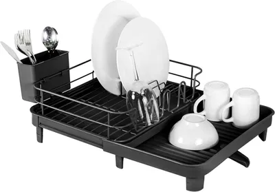 Immagine prodotto di Scolapiatti estraibile - Asciugatrice per stoviglie da cucina - Organizzazione della cucina - Lunghezza regolabile - 41 x 52 cm - Nero