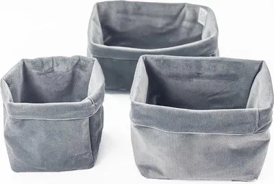 Produktbild von Famanu Aufbewahrungskorb Baby - 3er Set, Organizer für Wickeltisch, Badezimmer (Velvet Grau)