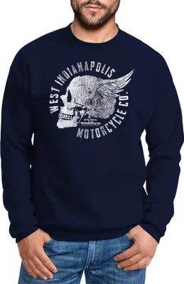 Produktbild von Sweatshirt Herren Motorrad Biker Totenkopf Skull Wings Vintage Rundhals-Pullover Neverless® navy XXL