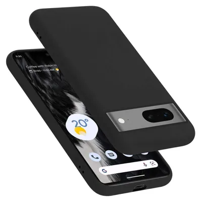 A black phone case is shown on top of a smartphone.