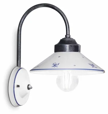 Obrázok produktu pre Klasická nástenná lampa Asti z mosadze a keramiky v čiernej farbe s strieborným odtieňom, 1 žiarovka E27