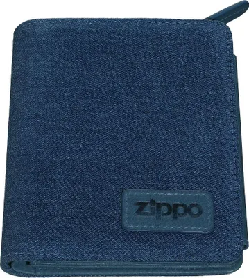 Produktbild von ZIPPO -Denim Credit Card Holder - Bi-Fold Zipper Geldbörse aus Leder und Denim Jeans - mit Reißverschluss Brieftasche Kartenetui Halter Portemonnaie 2007145