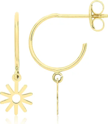 Produktbild von Moderne 9 Karat (375) Gold Blume Damen - Paar Creolen - 18mm*6mm; TRS36256